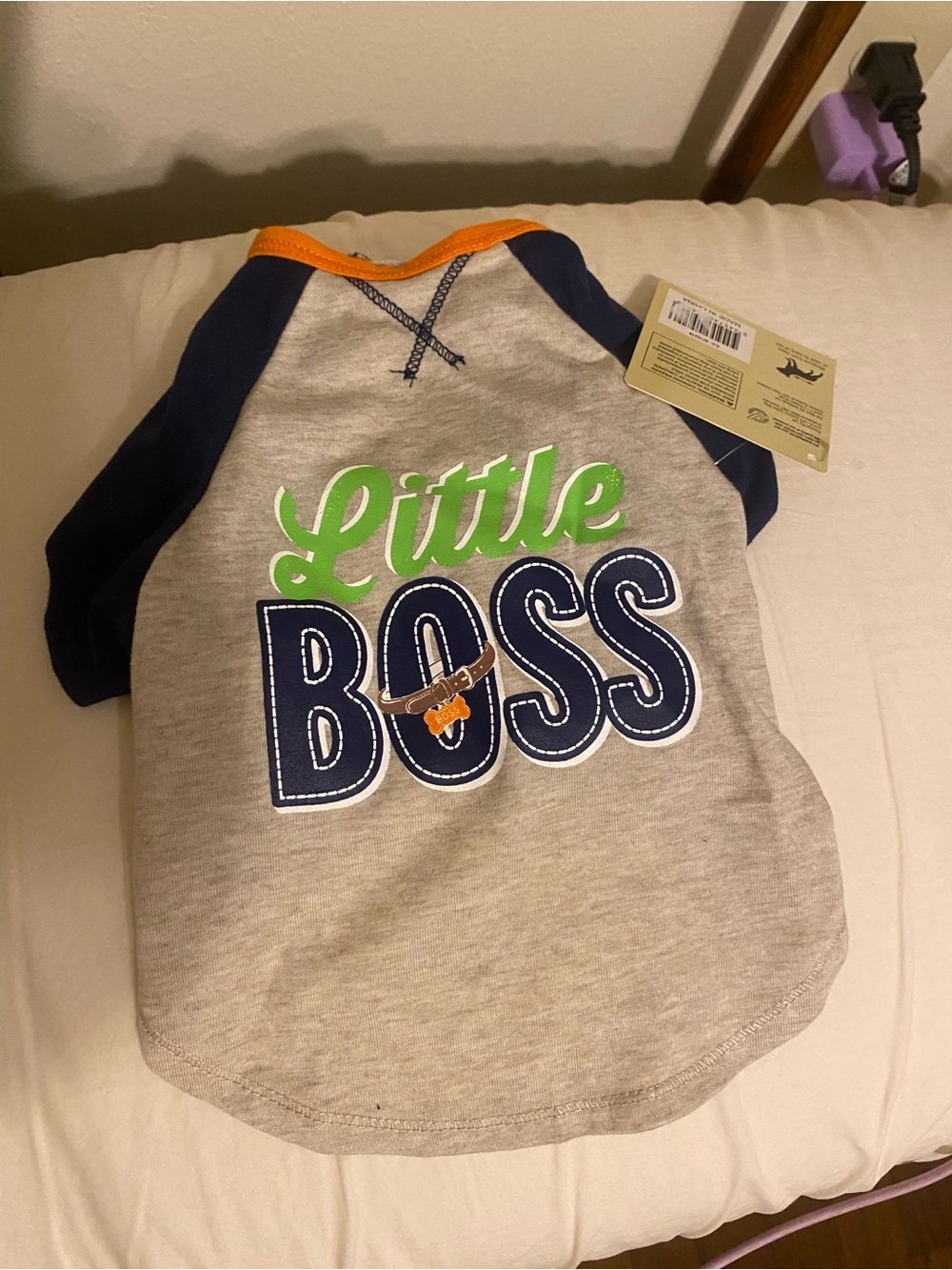 Dog "Little Boss" Grey & Navy Pet Tee